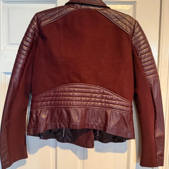Anthropologie- Elevenses Burgundy MOTO Jacket Large - Picture 4 of 4
